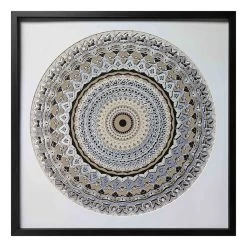 Glass Framed Abstract Mandala Print Wall Art, 25"