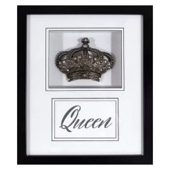 Glass Framed Queen Crown Print Wall Art, 10x12