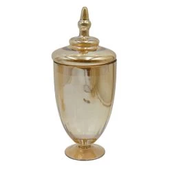 Glass Jar With Iron Plating, 13"