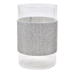 Glass Vase With Embellished Band, 8"