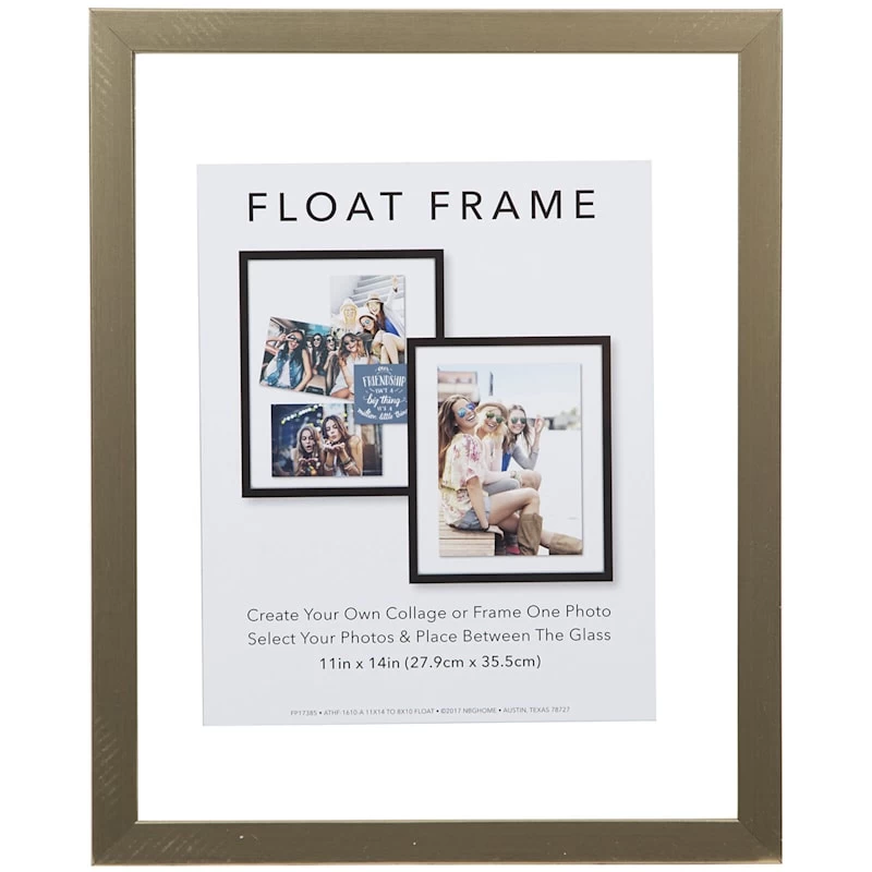 Gold Linear Profile Floating Wall Frame, 11x14 3 Gold Linear Profile Floating Wall Frame, 11x14