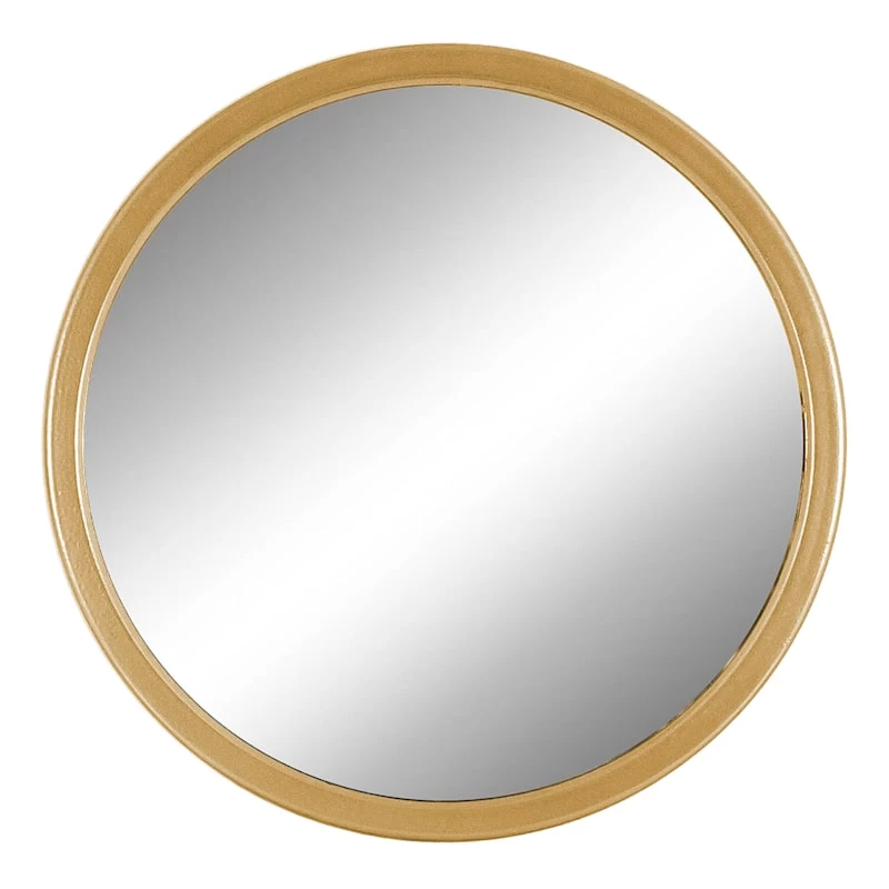 Gold Metal Finish Framed Round Wall Mirror, 14" 3 Gold Metal Finish Framed Round Wall Mirror, 14"