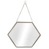 Gold Metal Hexagon Shaped Hanging Wall Mirror, 16" -Finest Home Decoration gold metal hexagon shaped hanging wall mirror 16