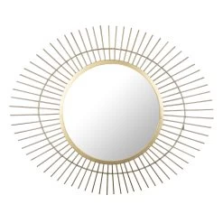 Gold Metal Round Wall Mirror, 27.5x23