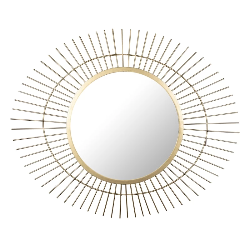 Gold Metal Round Wall Mirror, 27.5x23 3 Gold Metal Round Wall Mirror, 27.5x23