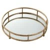 Gold Mirrored Round Metal Tray, 14"