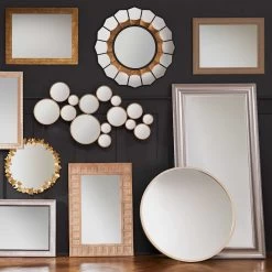 Grace Mitchell Champagne Metal Round Wall Mirror, 35" -Finest Home Decoration grace mitchell champagne metal round wall mirror 35 2