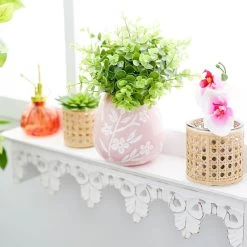 Grace Mitchell White Floral Pink Glass Vase, 8" -Finest Home Decoration grace mitchell white floral pink glass vase 8 3