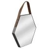 Hanging Hexagon Mirror With Faux Leather Strap, 14x18 2 Hanging Hexagon Mirror With Faux Leather Strap, 14x18 -Finest Home Decoration hanging hexagon mirror with faux leather strap 14x18 1