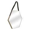 Hexagon Mirror With Faux Leather Strap, 20" -Finest Home Decoration hexagon mirror with faux leather strap 20