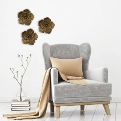 Honeybloom 3-Piece Metallic Flower Wall Art -Finest Home Decoration honeybloom 3 piece metallic flower wall art 2