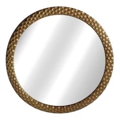 Honeybloom Bronze Metal Round Wall Mirror, 27"