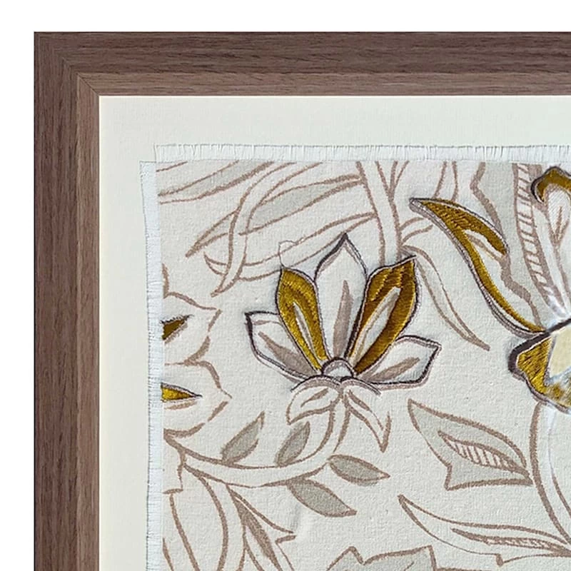 Honeybloom Glass Framed Embroidered Linen Wall Art, 26" 5 Honeybloom Glass Framed Embroidered Linen Wall Art, 26" - Image 3