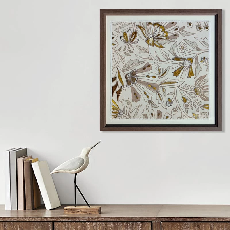 Honeybloom Glass Framed Embroidered Linen Wall Art, 26" 6 Honeybloom Glass Framed Embroidered Linen Wall Art, 26" - Image 4