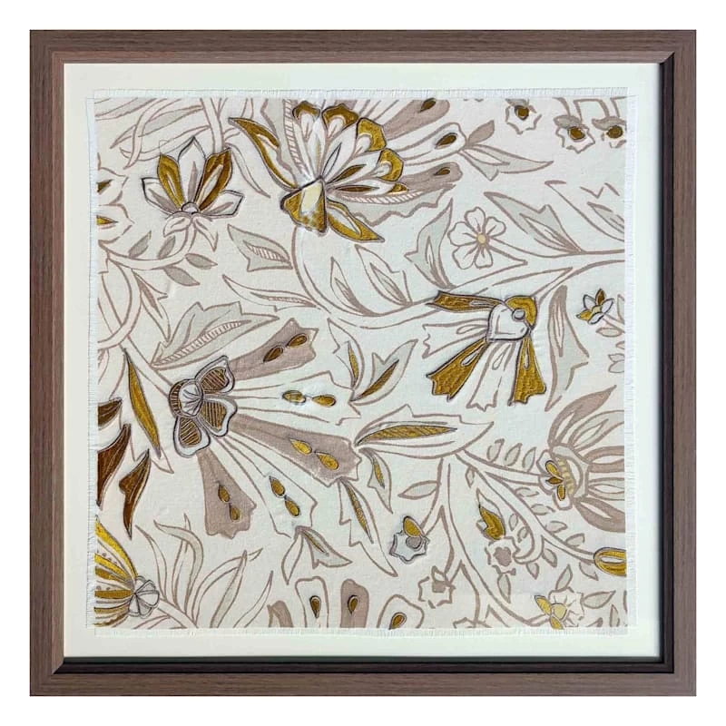 Honeybloom Glass Framed Embroidered Linen Wall Art, 26" 3 Honeybloom Glass Framed Embroidered Linen Wall Art, 26"