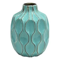 Honeybloom Katherine Turquoise Ceramic Vase, 8"