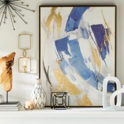 Indigo Crescent II Framed Embellished Canvas Wall Art, 31x41 -Finest Home Decoration indigo crescent ii framed embellished canvas wall art 31x41 2