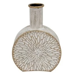 Ivory Floral Metal Vase, 11"