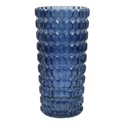 Laila Ali Blue Textured Glass Vase, 12"