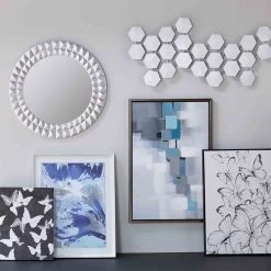 Laila Ali Silver Metallic Round Wall Mirror, 28" -Finest Home Decoration laila ali silver metallic round wall mirror 28 2