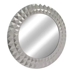 Laila Ali Silver Metallic Round Wall Mirror, 28"
