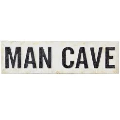 Man Cave Metal White Sign Wall Art, 24x6
