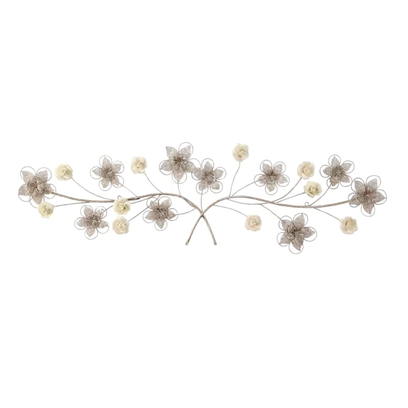 Metal Curved Flower Wall Art, 45x15 3 Metal Curved Flower Wall Art, 45x15