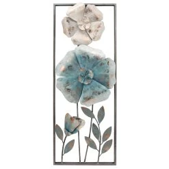 Metal Dimensional Flower Frame Wall Art, 14x36