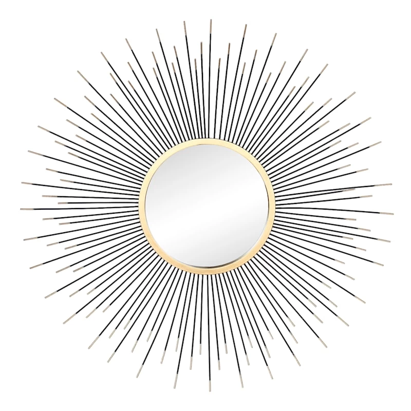 Metal Sunburst Wall Mirror, 28" 3 Metal Sunburst Wall Mirror, 28"