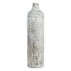 Neutral Floral Metal Floor Vase, 30"