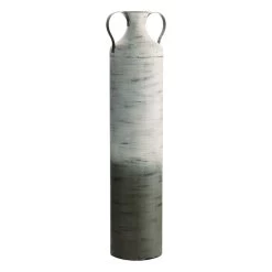 Neutral Metal Floor Vase With Handles, 30"