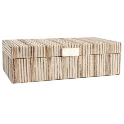 Neutral Water Hyacinth Striped Decorative Box, 13x7