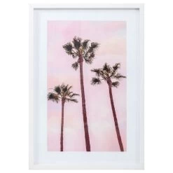 Palm Trees With Pink Canvas Wall Art, 18x36