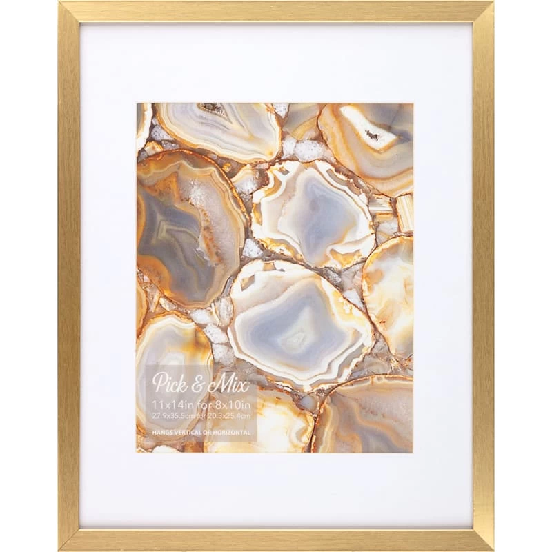 Pick & Mix 11x14 To 8x10 Linear Wall Frame, Gold 3 Pick & Mix 11x14 To 8x10 Linear Wall Frame, Gold