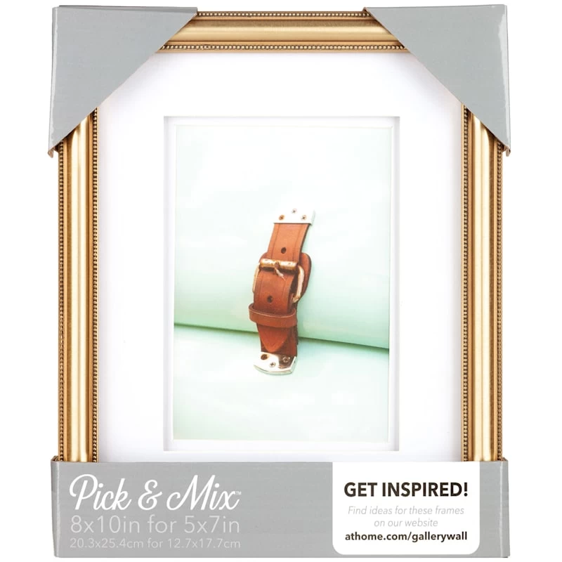 Pick & Mix 8x10 Matted To 5x7 Beaded Wall Frame, Gold 4 Pick & Mix 8x10 Matted To 5x7 Beaded Wall Frame, Gold - Image 2