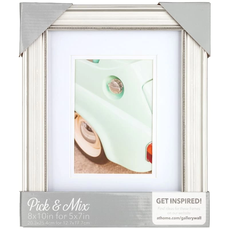 Pick & Mix 8x10 Matted To 5x7 Beaded Wall Frame, Silver 4 Pick & Mix 8x10 Matted To 5x7 Beaded Wall Frame, Silver - Image 2