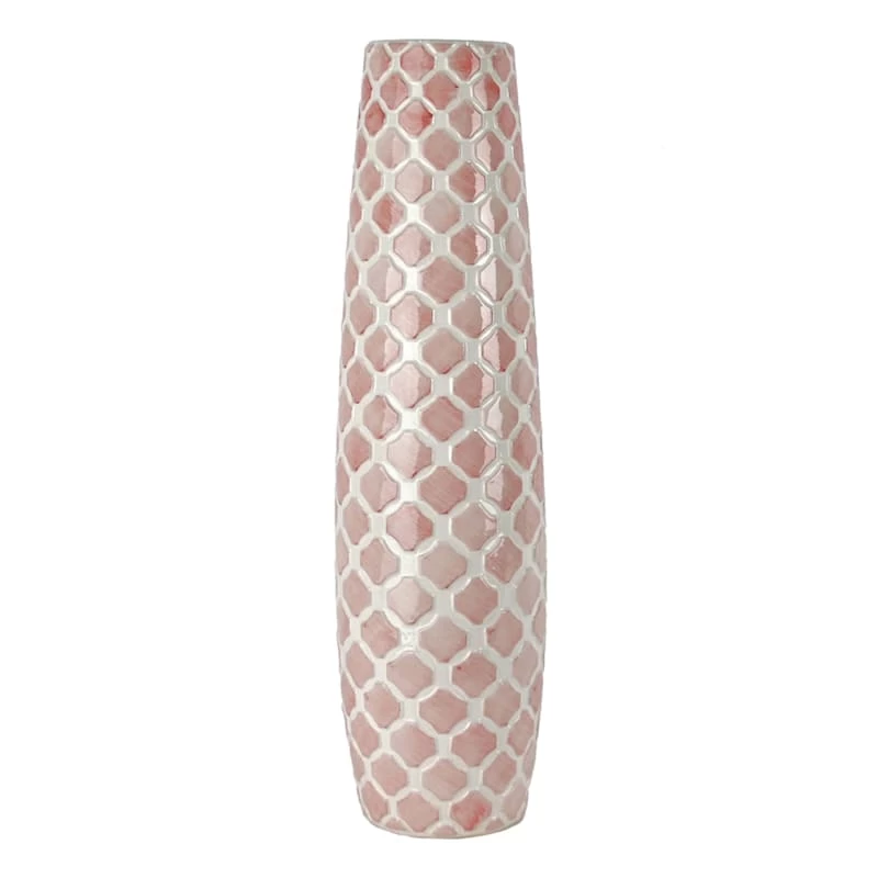 Pink Ceramic Floor Vase, 24" 3 Pink Ceramic Floor Vase, 24"