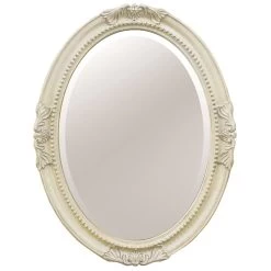 Polyurethane Framed White Oval Wall Mirror, 25x33