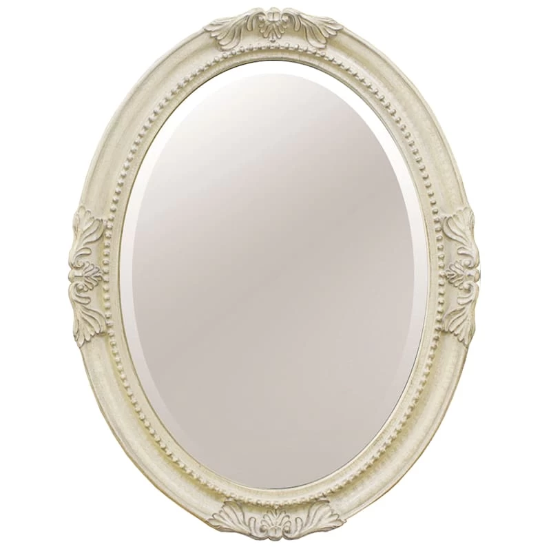 Polyurethane Framed White Oval Wall Mirror, 25x33 3 Polyurethane Framed White Oval Wall Mirror, 25x33