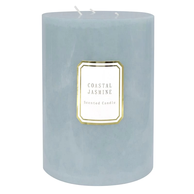 Providence Coastal Jasmine Scented Pillar Candle, 6x8 3 Providence Coastal Jasmine Scented Pillar Candle, 6x8
