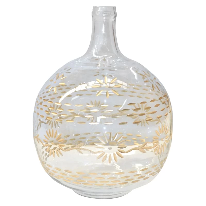 Providence Gold Etched Clear Glass Vase, 12" 3 Providence Gold Etched Clear Glass Vase, 12"