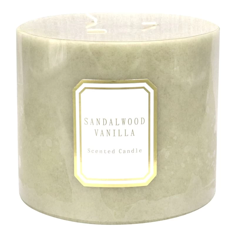 Providence Sandalwood Vanilla Scented Pillar Candle, 6x5 3 Providence Sandalwood Vanilla Scented Pillar Candle, 6x5