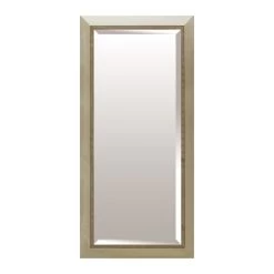Rectangle Solid Wood Beaded Champagne Floor Mirror, 32x68