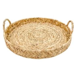 Round Natural Wicker Woven Decorative Tray, 17"