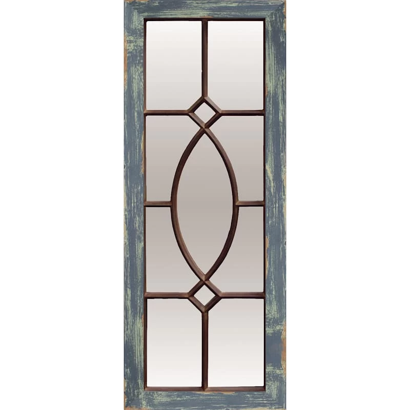 Sea Blue Distressed Framed Panel Wall Mirror, 17x43 3 Sea Blue Distressed Framed Panel Wall Mirror, 17x43