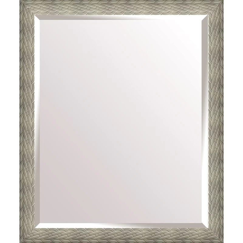 Silver Beaded Braided Wall Mirror, 21x25 3 Silver Beaded Braided Wall Mirror, 21x25