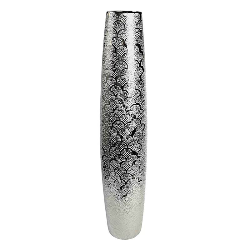 Silver Ceramic Vase, 30" 3 Silver Ceramic Vase, 30"