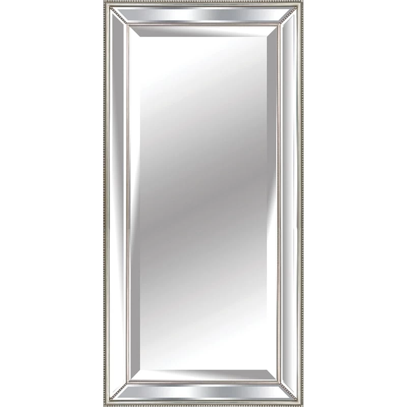 Silver Framed Mirror On Mirror, 33x69 3 Silver Framed Mirror On Mirror, 33x69