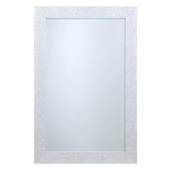 Silver Hexagon Textured Framed Wall Mirror, 24x36