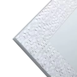 Silver Hexagon Textured Framed Wall Mirror, 24x36 -Finest Home Decoration silver hexagon textured framed wall mirror 24x36 3